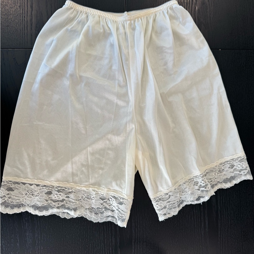 Vintage Nylon Slip Shorts by McM I • Lace Pettipants • Small • USA Made